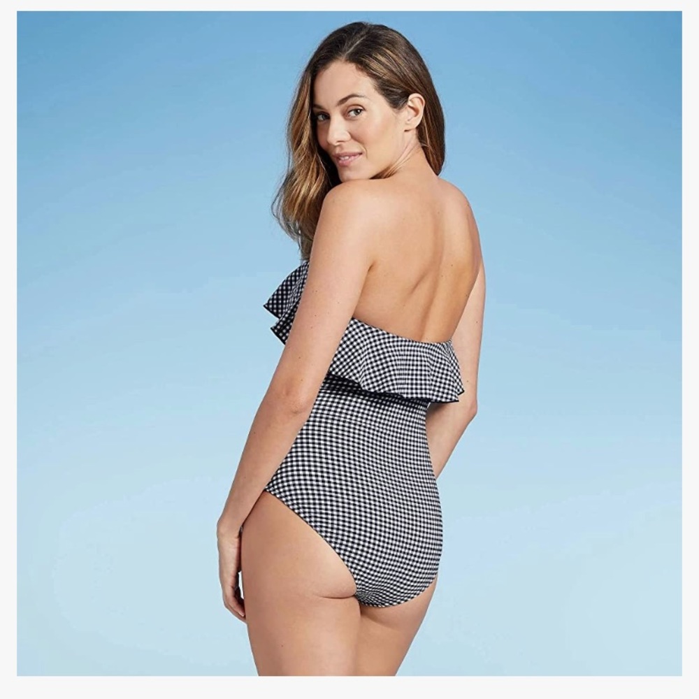 Kona Sol NWT Women's Bandeau Flounce High Coverage One Piece Swimsuit - Medium